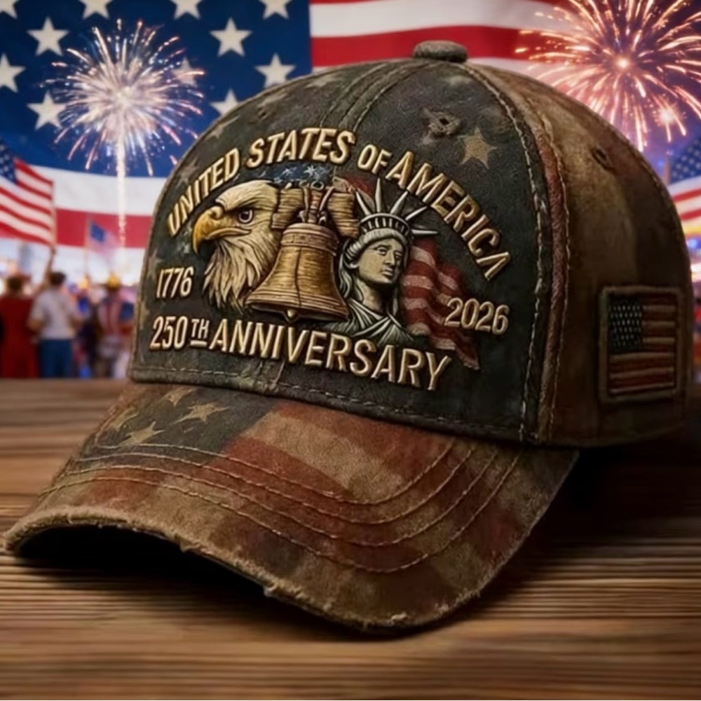 United States 250th Anniversary Distressed Patriot Hat NEW